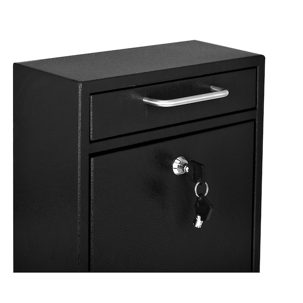 Medium Steel Drop Box Wall-Mount Locking Mailbox, Black